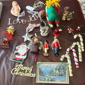 Mix of vintage and contemporary Christmas holiday decorations